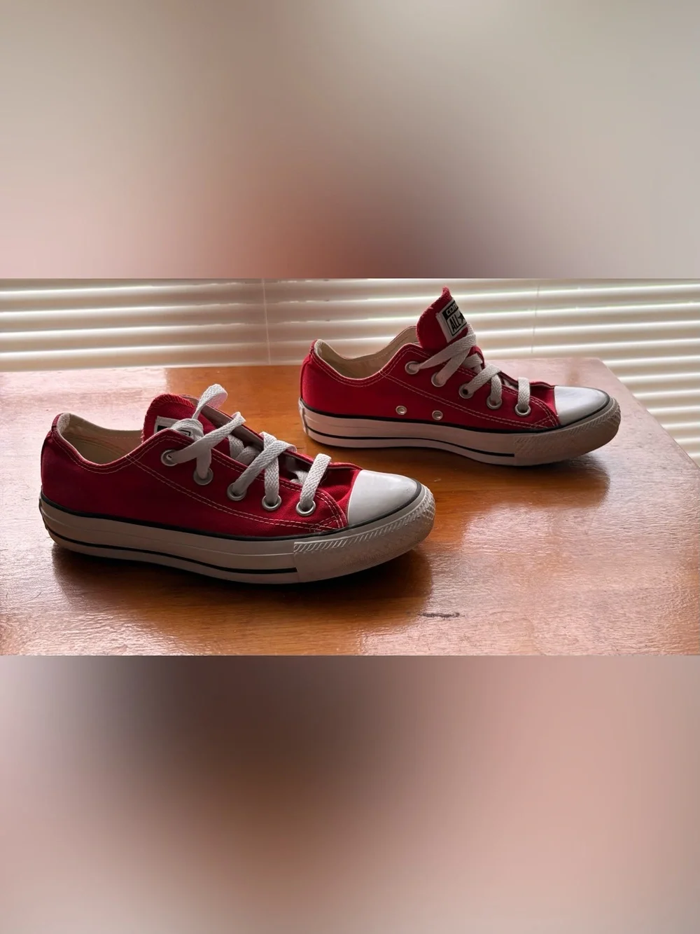Converse Red Low-Top Canvas Sneakers with White Accents